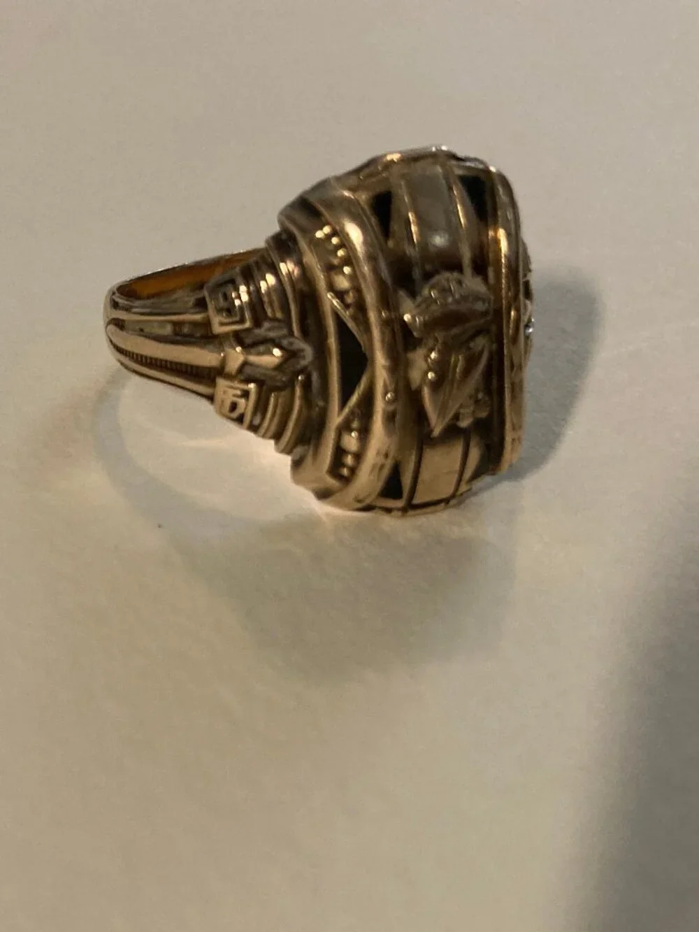 Vintage 10K Gold Modernist Brutalist Statement Ring Abstract Maker's Mark 9.5 7g - Picture 7 of 9